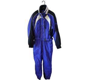 Vintage Vitesse Couloir Ski Suit Blue Large 14 Snowsuit One Piece Snow Bib